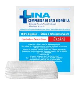 COMPRESSA DE GAZE 13 FIOS 7,5X7,5 C/10 ESTERIL LINA